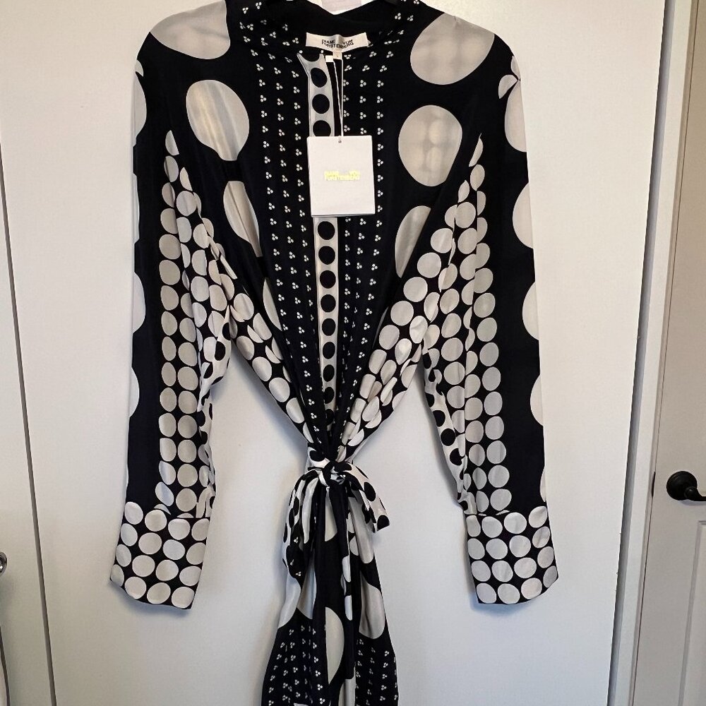 Diane Von Furstenberg DVF Silk Shirt Dress with Tags; Size L